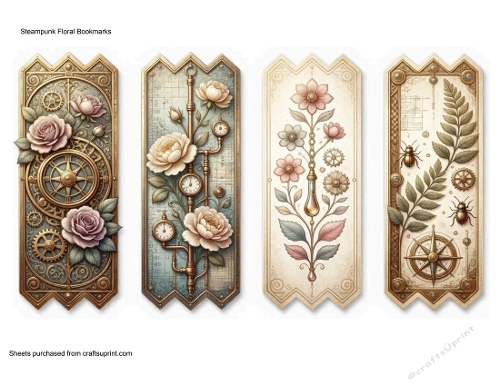 Steampunk Floral Bookmarks