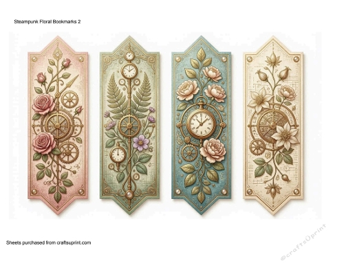Steampunk Floral Bookmarks 2