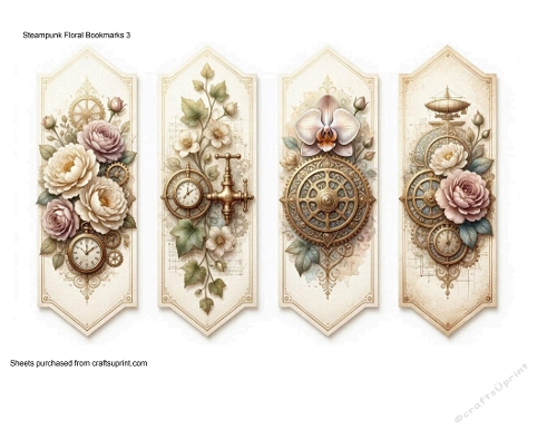 Steampunk Floral Bookmarks 3