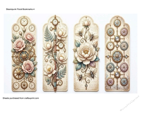 Steampunk Floral Bookmarks 4