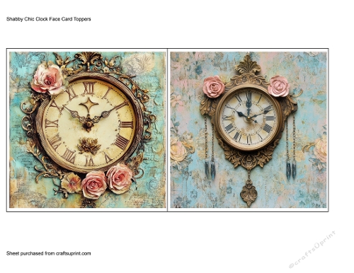 Shabby Chic Clock Face Card Toppers