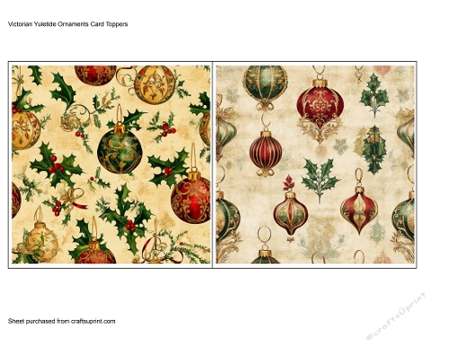 Victorian Yuletide Ornaments Card Toppers