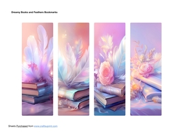 Dreamy Books and Feathers Bookmarks