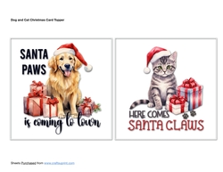 Dog and Cat Christmas Card Topper