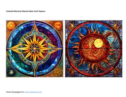 Celestial Elements Stained Glass Card Toppers