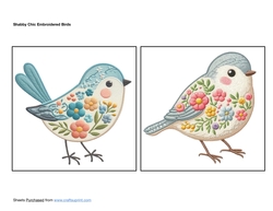 Shabby Chic Embroidered Birds