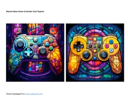 Stained Glass Game Controller Card Toppers
