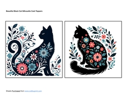 Beautiful Black Cat Silhouette Card Toppers