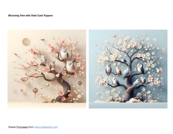 Blooming Tree with Owls Card Toppers