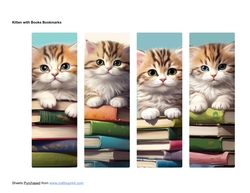 Kitten with Books Bookmarks