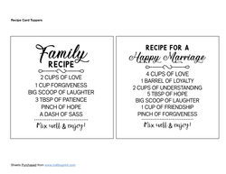 Recipe Card Toppers