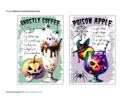 4 x 6 Halloween Cocktail Recipe Cards