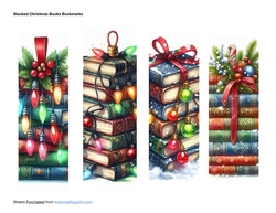 Stacked Christmas Books Bookmarks