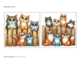 Funny Cats on a Fence Card Toppers