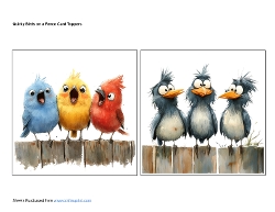 Quirky Birds on a Fence Card Toppers