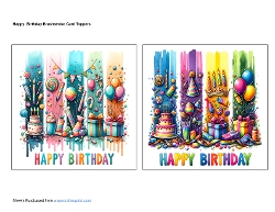 Happy Birthday Brushstroke Card Toppers