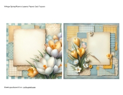 Vintage Spring Flowers Layered Papers Card Toppers
