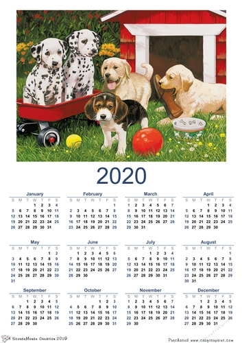 2020  calendar portrait  Cart of Cuteness