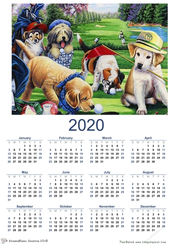 2020  calendar portrait  FORE! Pups