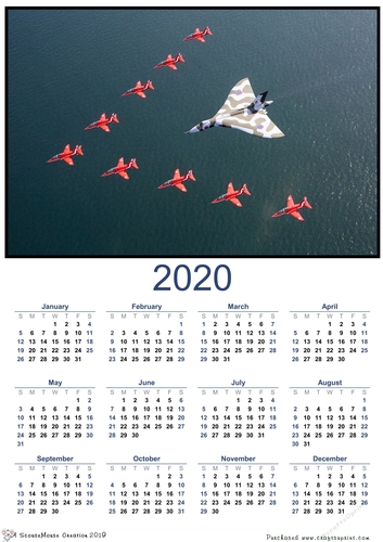 2020  calendar portrait Last flight of the vulcan