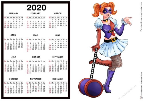 2020 Calendar -  Landscape Harley Quinn