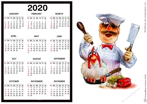 2020 Calendar -  Landscape The Swedish Chef