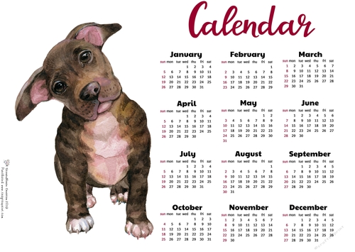 2020 calendar What doggie
