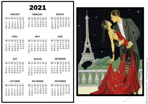 2021 Calendar Romance in Paris