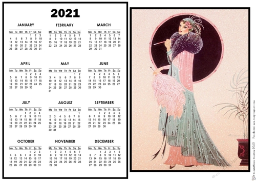 2021 Calendar Pink Fan Deco