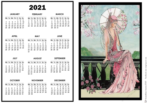 2021 Calendar Pink Parasol
