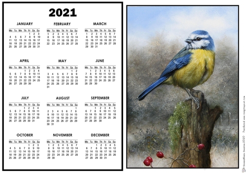 2021 Calendar Blue Tit on Stump