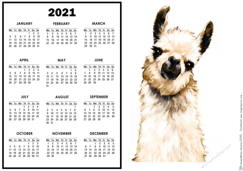 2021 Calendar Just LLama, No Drama