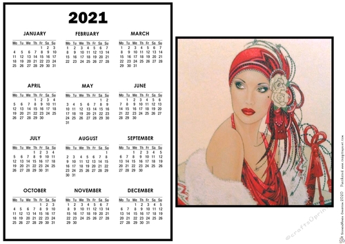 2021 Calendar Lovely in red