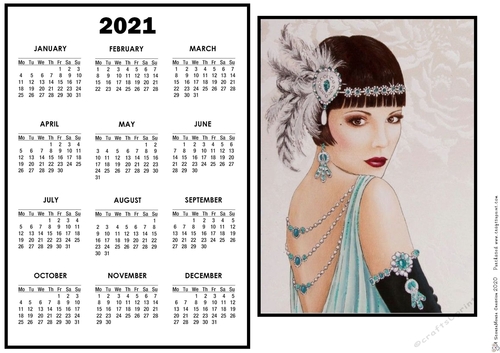 2021 Calendar Lovely in teal