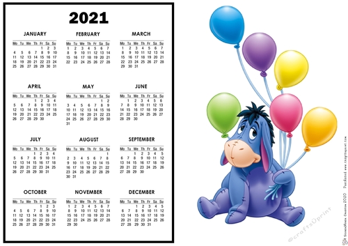 2021 Calendar Balloons