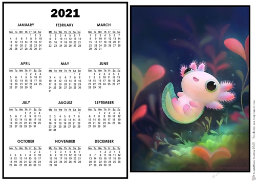 2021 Calendar Cute Axolotl