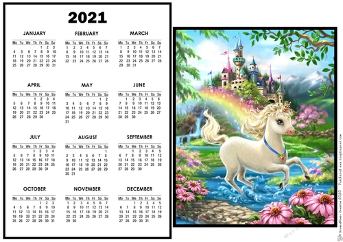 2021 Calendar Unicorn Dreams