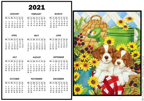 2021 Calendar Sunflower Pups