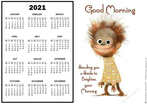 2021 Calendar Good Morning cheer