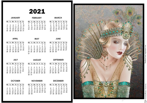 2021 Calendar - Peacock feather headdress