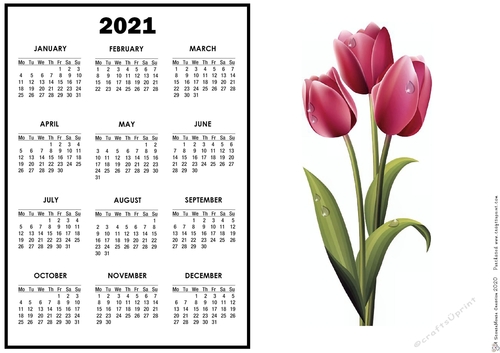 2021 Calendar Tulips