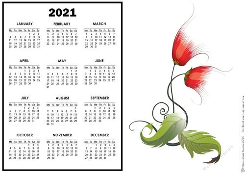 2021 Calendar whispy tulips