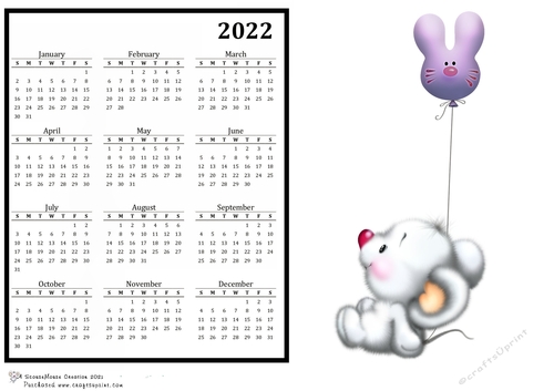 2022 Calendar Cute Mouse with cat Balloon