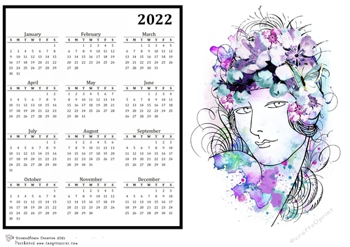 2022 Calendar Floral Lady