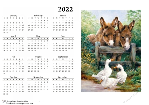 2022 Calendar Donkeys and Geese