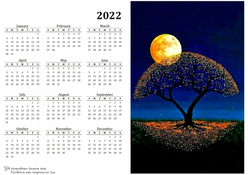 2022 Calendar Tree of life