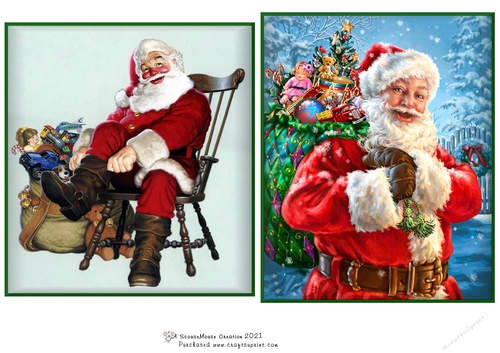 Santa Getting Ready and Sack of Goodies Toppers