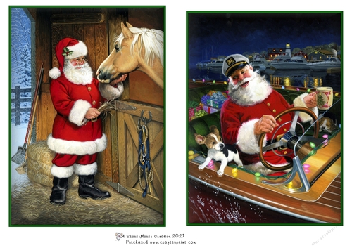 Santa With Horse and Puppy at Sea Toppers