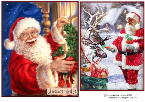 Santa with Reinder and Wreath Toppers