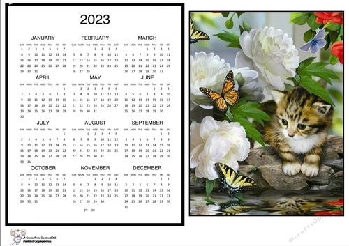 2023 kitten in the flowers calendar